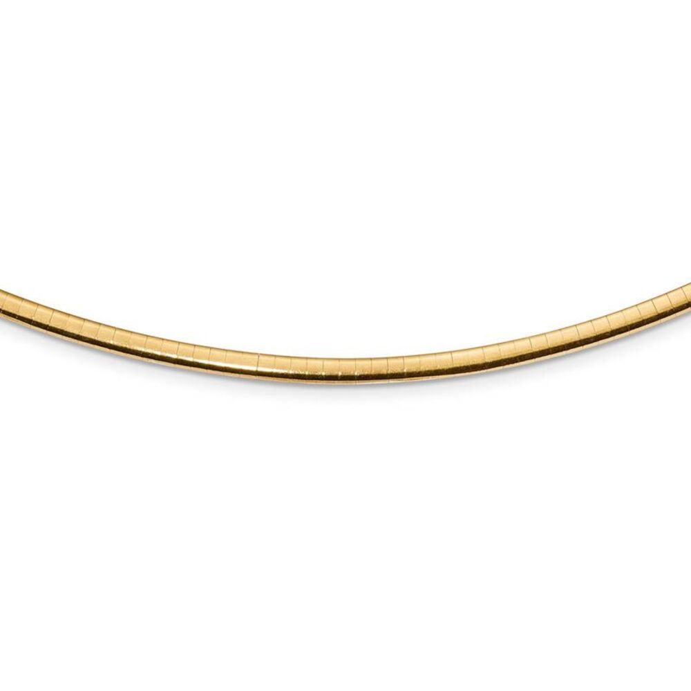 3mm Sterling Silver & 14k Gold Plated Omega Chain Necklace, 16-18 Inch